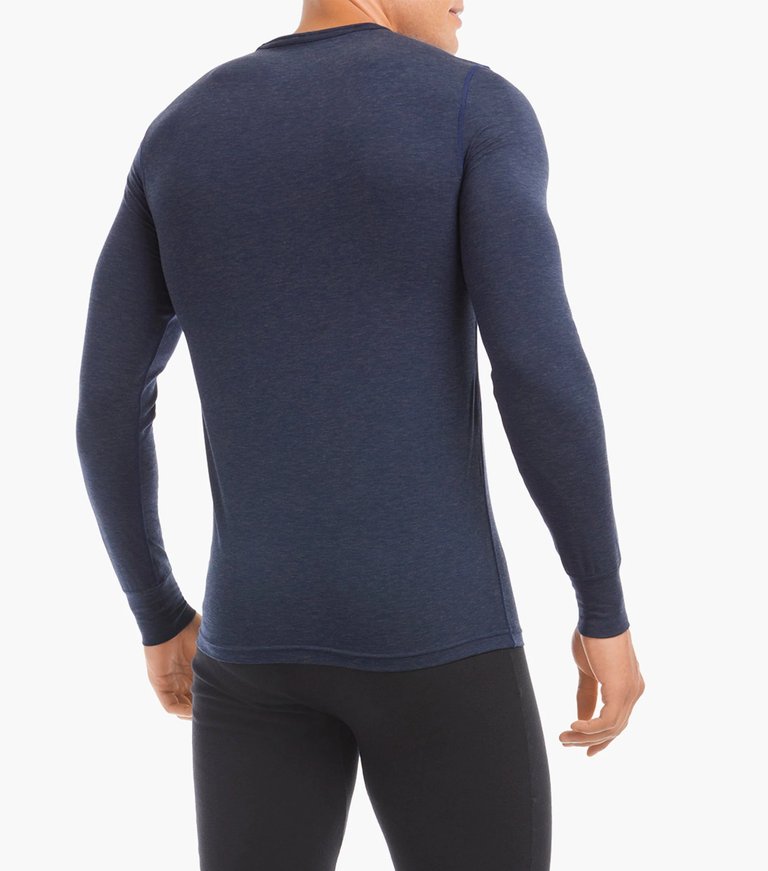 Warm Knit Merino Long Sleeve Henley - Navy Blazer