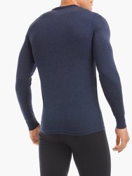 Warm Knit Merino Long Sleeve Henley - Navy Blazer