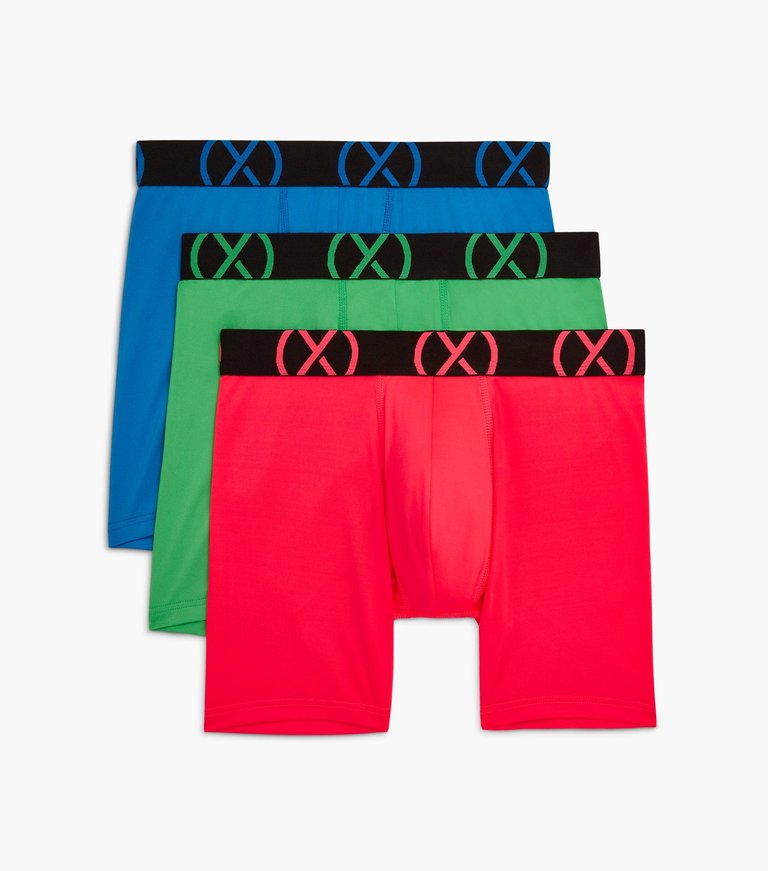 (X) Sport | 6" Boxer Brief 3-Pack - Electric Blue/Diva Pink/Electric Green - Electric Blue/Diva Pink/Electric Green