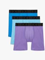 (X) Sport Mesh | 6" Boxer Brief 3-pack - Electric Blue/Lavender Purple/Bluefish - Electric Blue/Lavender Purple/Bluefish