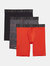 (X) Sport Mesh 9" Boxer Brief - Black/Fiery Red Thin Pop Stripe–charcoal