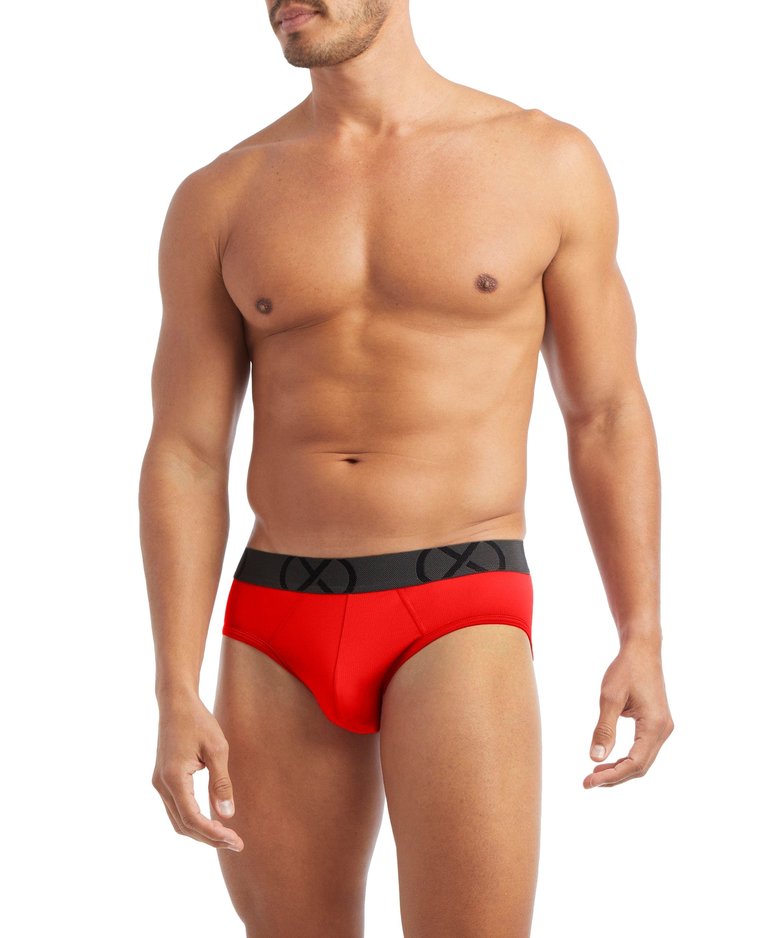 (X) Sport Mesh No-Show Brief 3-Pack - Fiery Red/Electric Blue/Safety Yellow