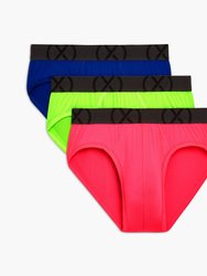 (X) Sport Mesh No-Show Brief 3-Pack - Surf The Web/Green Gecko/Knock Out Pink - Surf The Web/Green Gecko/Knock Out Pink