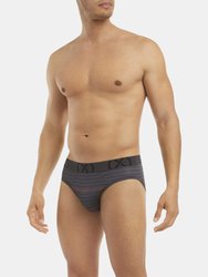 (X) Sport Mesh No-Show Brief - Black/Fiery Red Thin Pop Stripe–charcoal