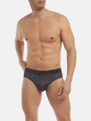 (X) Sport Mesh No-Show Brief - Black/Fiery Red Thin Pop Stripe–charcoal - Black/Fiery Red Thin Pop Stripe–charcoal