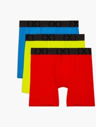 (X) Sport Mesh | 6" Boxer Brief 3-Pack - Fiery Red/Electric Blue/Safety Yellow - Fiery Red/Electric Blue/Safety Yellow
