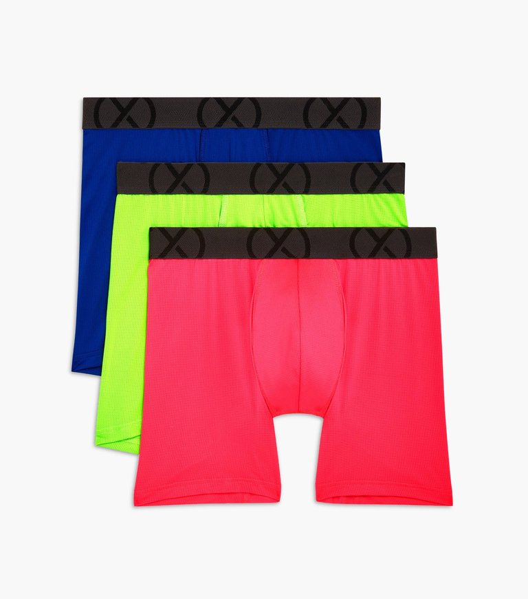 (X) Sport Mesh | 6" Boxer Brief 3-Pack - Surf The Web/Green Gecko/Knock Out Pink - Surf The Web/Green Gecko/Knock Out Pink