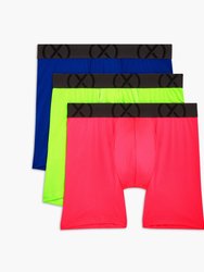 (X) Sport Mesh | 6" Boxer Brief 3-Pack - Surf The Web/Green Gecko/Knock Out Pink - Surf The Web/Green Gecko/Knock Out Pink