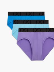 (X) Sport Mesh | No-Show Brief 3-Pack - Electric Blue/Lavender Purple/Bluefish
