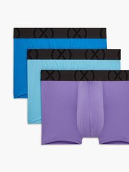 (X) Sport Mesh | No-Show Trunk 3-Pack - Electric Blue/Lavender Purple/Bluefish - Electric Blue/Lavender Purple/Bluefish