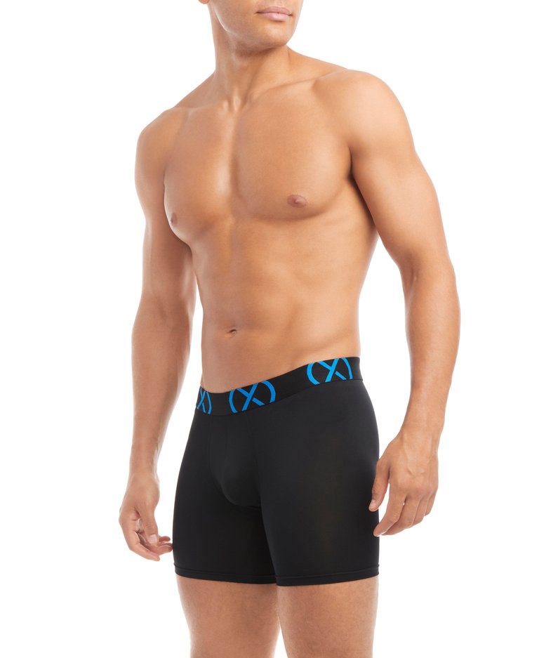 (X) Sport | 6" Boxer Brief 3-Pack - Black With Electric Blue/Diva Pink/Electric Green