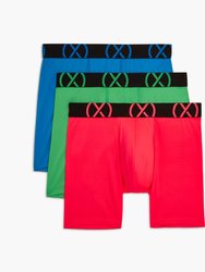 (X) Sport | 6" Boxer Brief 3-Pack - Electric Blue/Diva Pink/Electric Green - Electric Blue/Diva Pink/Electric Green