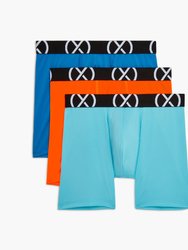 (X) Sport | 6" Boxer Brief 3-Pack - Electric Blue/Shocking Orange/Blue Fish - Electric Blue/Shocking Orange/Blue Fish