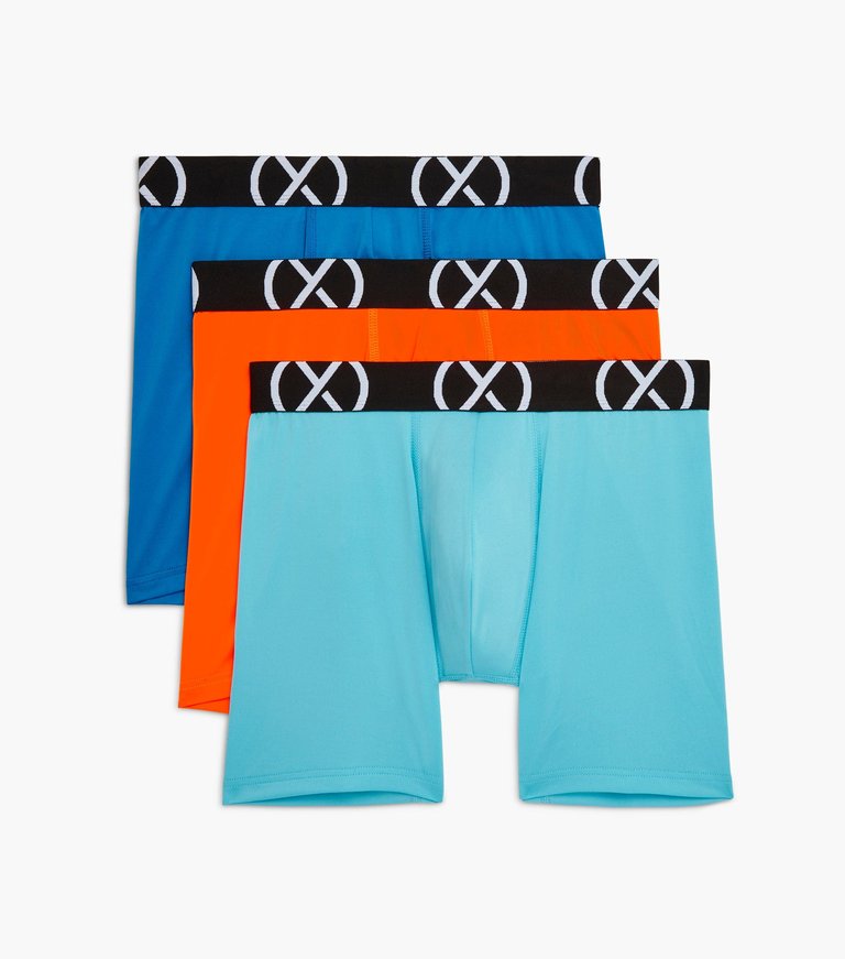 (X) Sport | 6" Boxer Brief 3-Pack - Electric Blue/Shocking Orange/Blue Fish - Electric Blue/Shocking Orange/Blue Fish