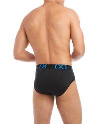 (X) Sport | No-Show Brief 3-Pack - Black W/Electric Blue/Diva Pink/Electric Green