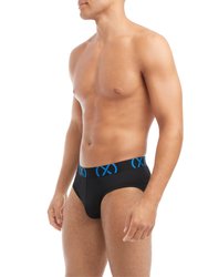 (X) Sport | No-Show Brief 3-Pack - Black W/Electric Blue/Diva Pink/Electric Green