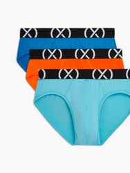 (X) Sport | No-Show Brief 3-Pack - Electric Blue/Shocking Orange/Blue Fish - Electric Blue/Shocking Orange/Blue Fish