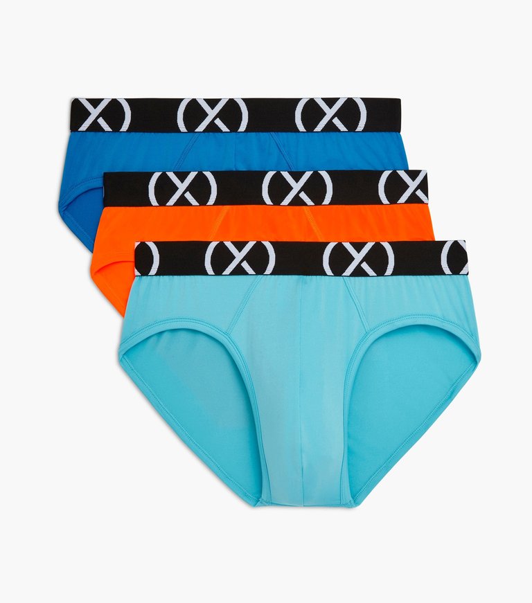 (X) Sport | No-Show Brief 3-Pack - Electric Blue/Shocking Orange/Blue Fish - Electric Blue/Shocking Orange/Blue Fish