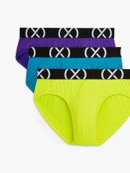 (X) Sport | No-Show Brief 3-Pack - Safety Yellow/Atomic Blue/Electric Purple - Safety Yellow/Atomic Blue/Electric Purple