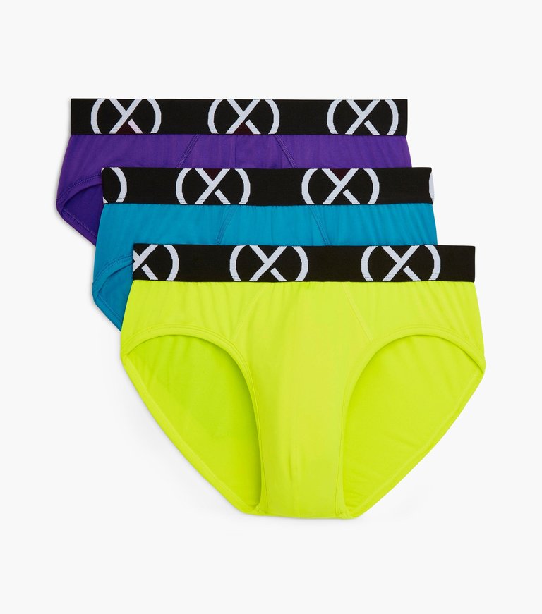 (X) Sport | No-Show Brief 3-Pack - Safety Yellow/Atomic Blue/Electric Purple - Safety Yellow/Atomic Blue/Electric Purple