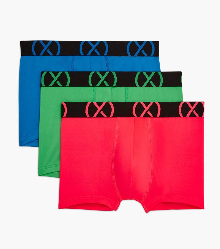 (X) Sport | No-Show Trunk 3-Pack - Electric Blue/Diva Pink/Electric Green - Electric Blue/Diva Pink/Electric Green