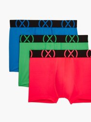 (X) Sport | No-Show Trunk 3-Pack - Electric Blue/Diva Pink/Electric Green - Electric Blue/Diva Pink/Electric Green