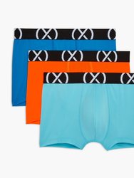 (X) Sport | No-Show Trunk 3-Pack - Electric Blue/Shocking Orange/Blue Fish - Electric Blue/Shocking Orange/Blue Fish