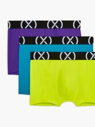 (X) Sport | No-Show Trunk 3-Pack - Safety Yellow/Atomic Blue/Electric Purple - Safety Yellow/Atomic Blue/Electric Purple