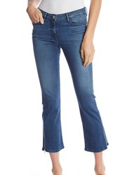 Presley Gusset Zip Jeans Cropped Denim - Blue