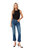 Women's Cropped Mid Rise Boot Cute Slim Fit Jeans - Blue