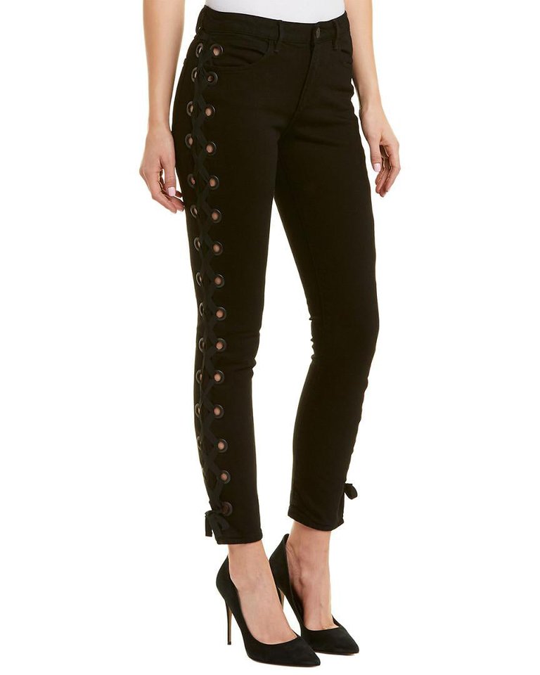 Women's Lacy Midway Skinny Lace Up Jeans Cropped - Black