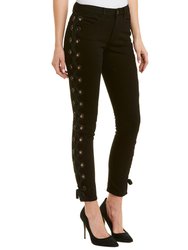 Women's Lacy Midway Skinny Lace Up Jeans Cropped - Black