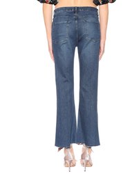 Women's W25 Midway Extreme Cropped Jeans Fringed Edges - Blue