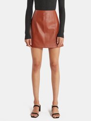 Carson Faux Leather Mini Skirt  - Cinnamon