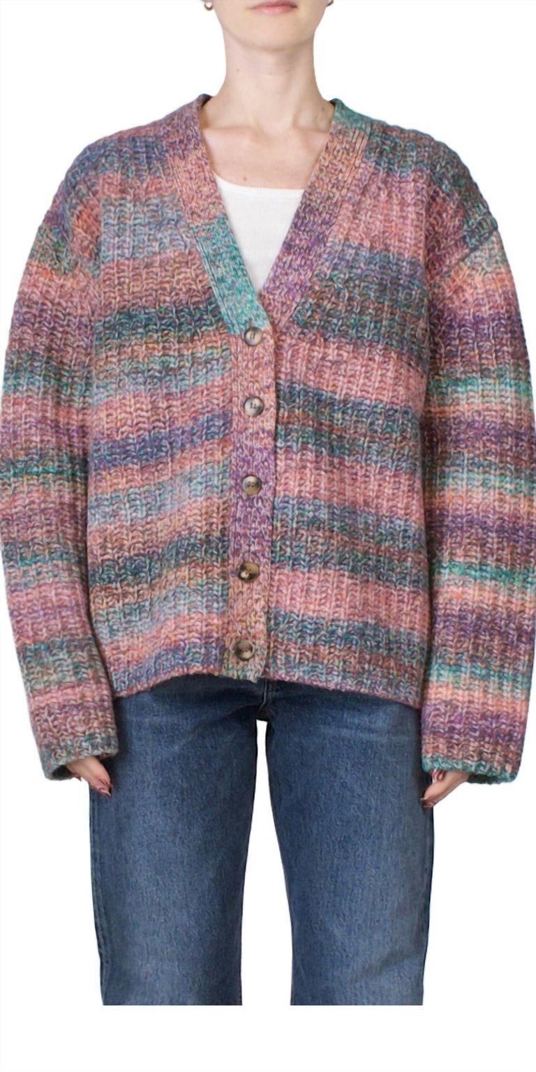 Boxy Space Dye Cardigan In Purple Marl - Purple Marl