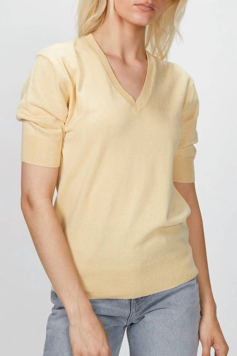 Elbow V-Neck Top In Honey - Honey