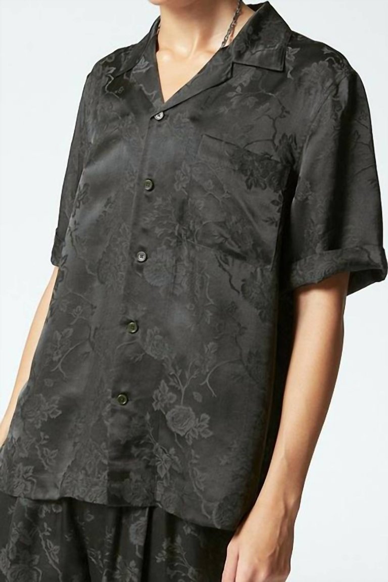 Jacquard Camp Button Down Shirt In Dark Slate