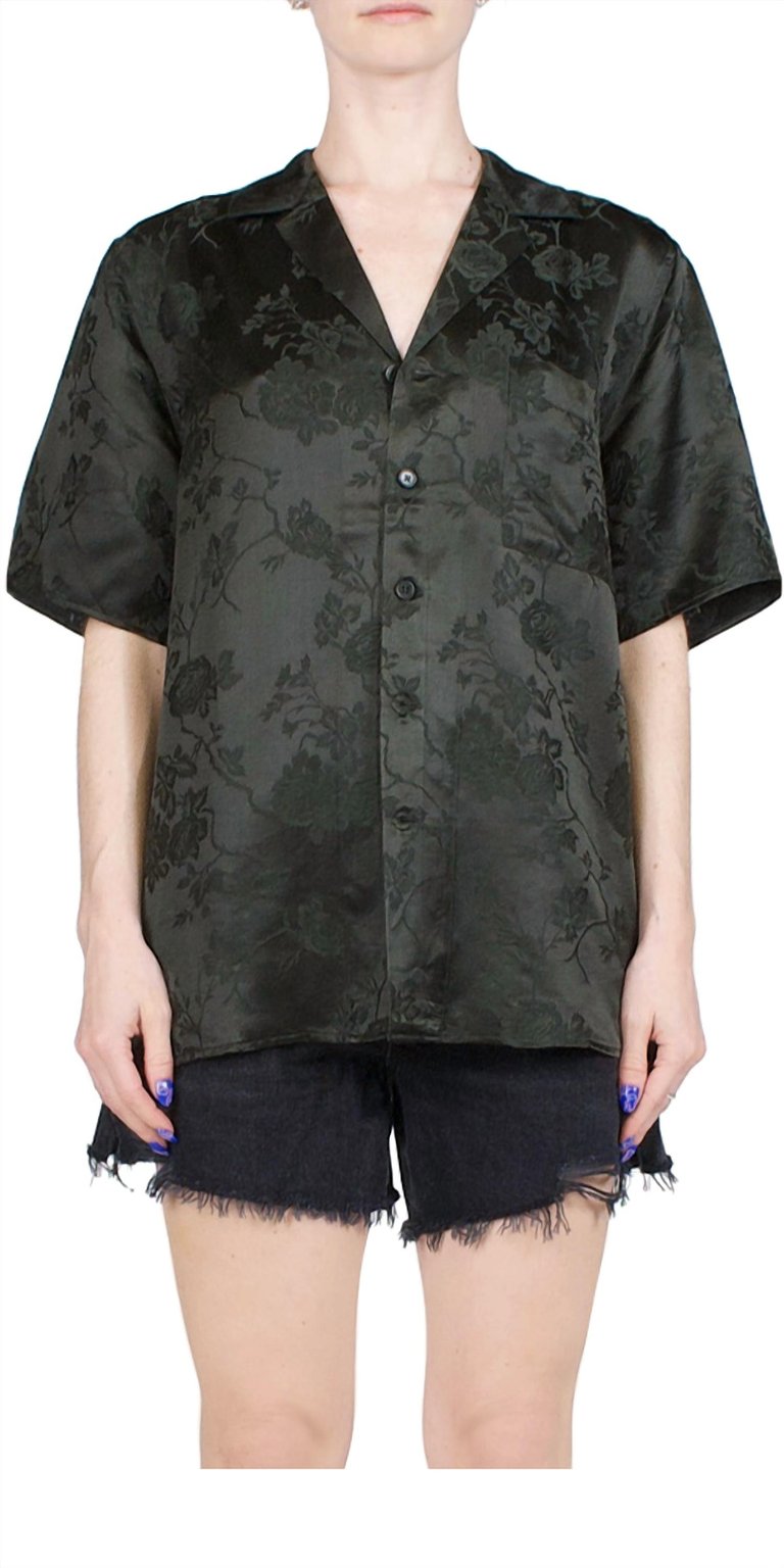 Jacquard Camp Button Down Shirt In Dark Slate - Dark Slate