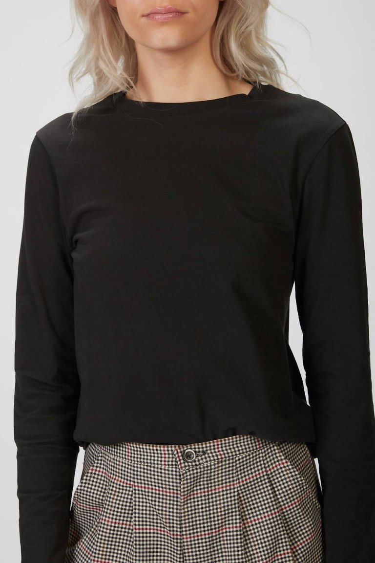 Long Sleeve Mini Boy Tee In Black - Black