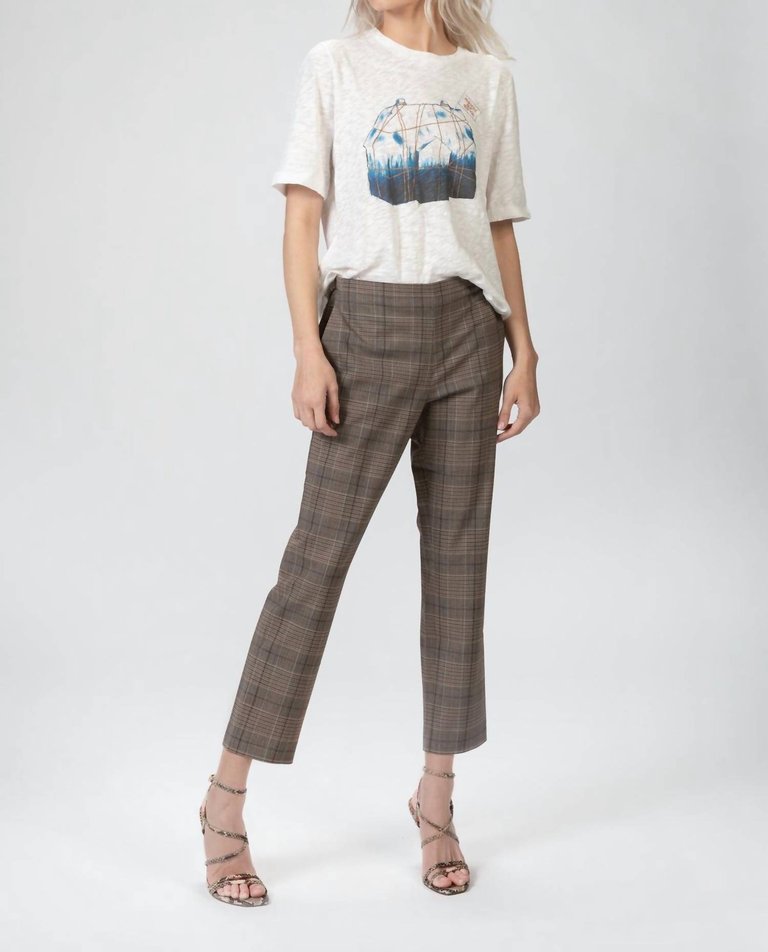 Pull-On Trouser In Brown Plaid - Brown Plaid