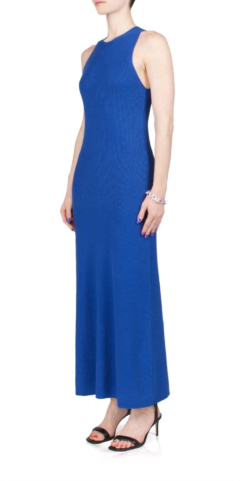 Rib Midi Dress In Electric Blue