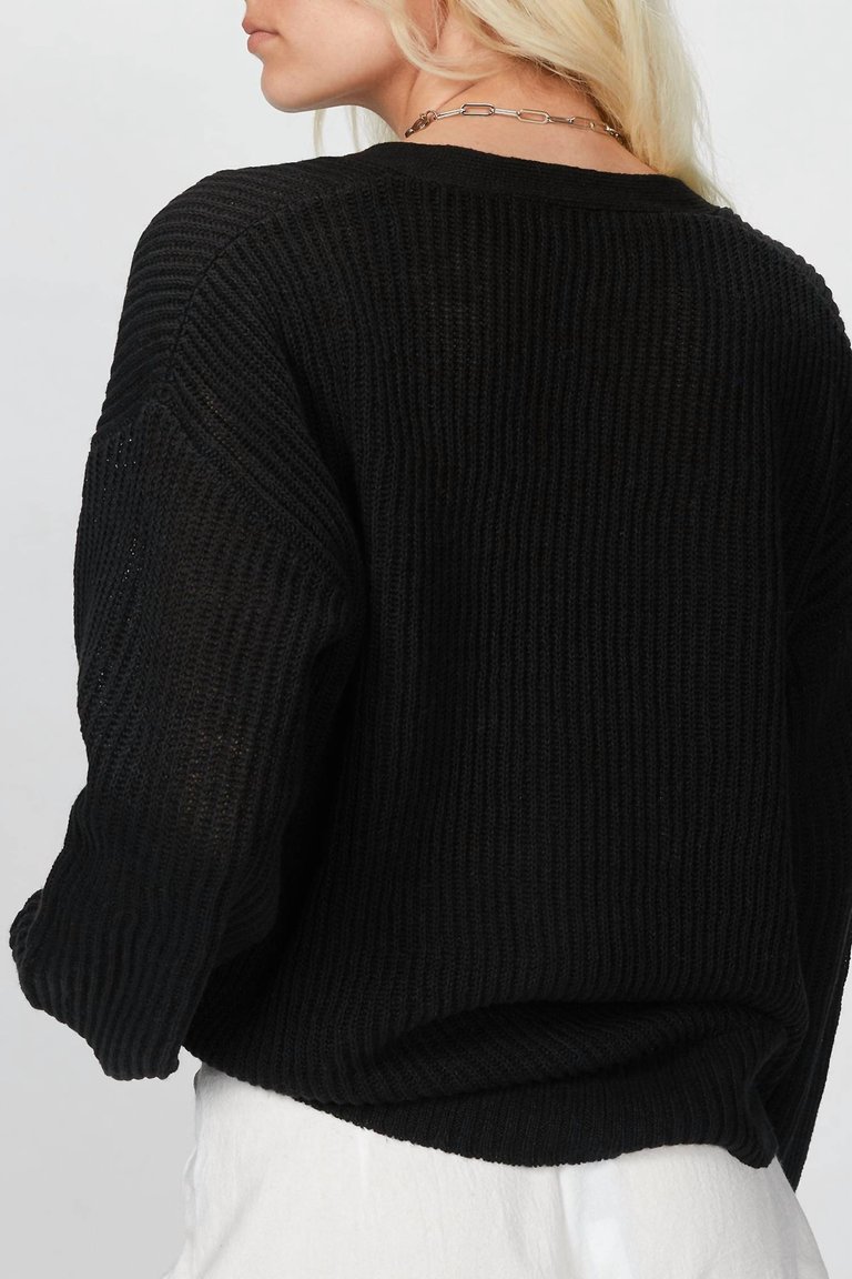 Ribbed Kurt Cardigan In Black