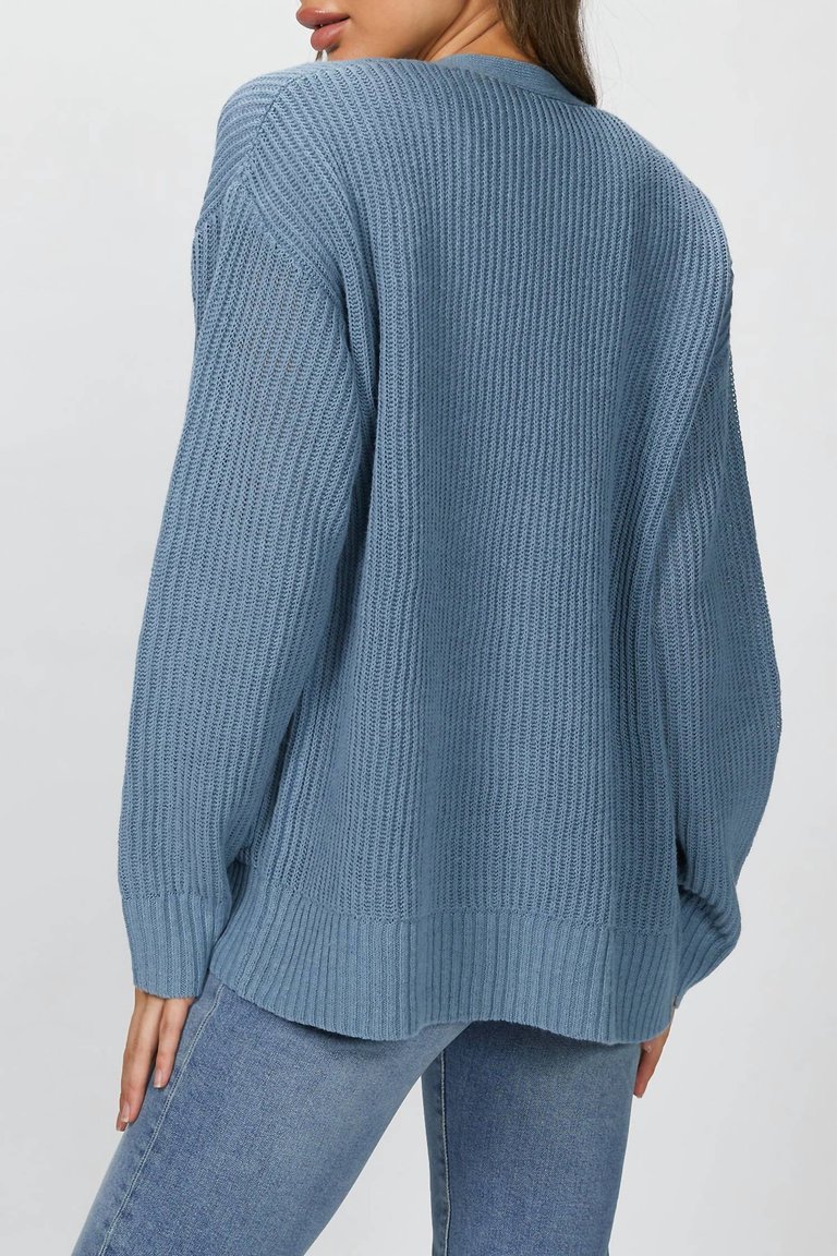 Ribbed Kurt Cardigan In Blue