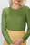 Ribbed Shrunken Crewneck Sweater In Green - Green