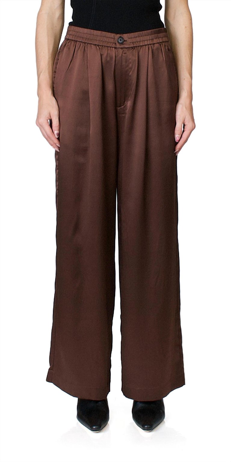 Silk Pull On Pants In Mahogany - Mahogany