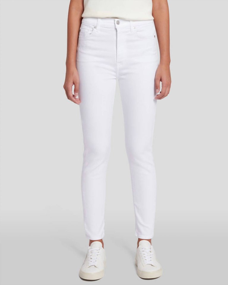 High Waist Ankle Skinny Jeans - Clean White