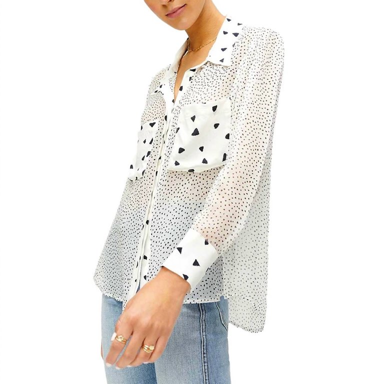 Patch Pocket Blouse - Black And White