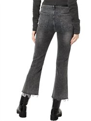 Women's High Waist Slim Kick Jeans With Distress Hem