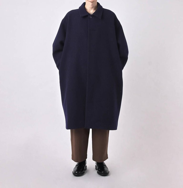 Wool Cuffed Coat - Navy