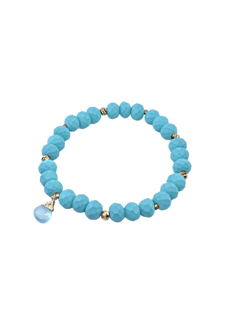 Blue And Gold Bracelet With Chalcedony - Blue/Gold